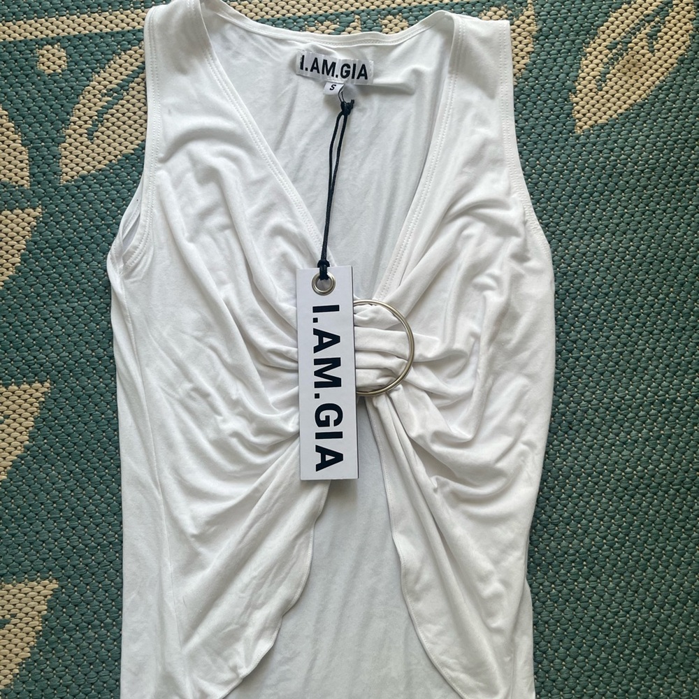 I.AM.GIA  Jamelia White Gathered Tank Top